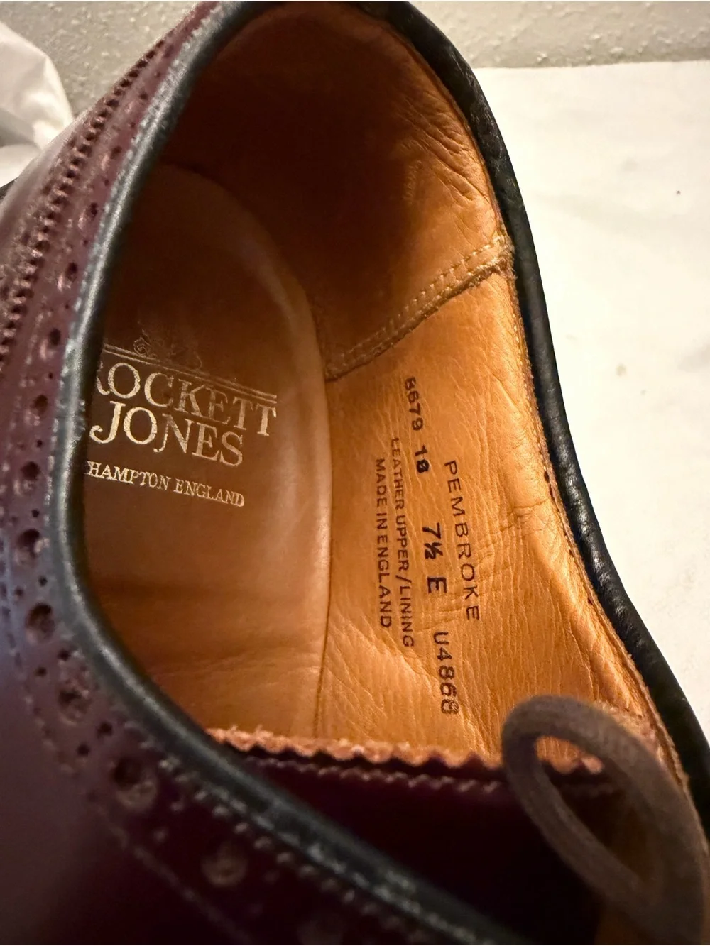Classic Burgundy Leather Wingtip Oxfords, pre-owned, gently used